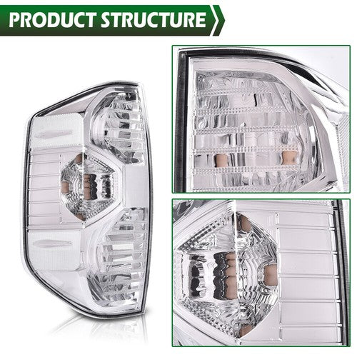 Fit For 14-21 Toyota Tundra Clear Rear Tail Lights Brake Lamps Assembly Pair