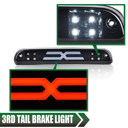 Fit For 1999-2016 Ford F250 F350 Super Duty LED 3rd Brake Light Cargo Lamp Black