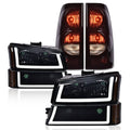 Fit For 03-2006 Chevrolet Silverado LED Tube Smoke Black Headlights+Tail Lights