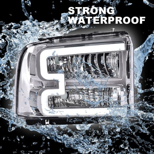 Clear Corner Headlights w/ LED DRL Fit For 2005-2007 Ford F250 F350 Super Duty