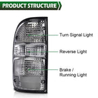 Fit For 01-04 Toyota Tacoma Smoke Tail Lights Brake Lamps Assembly w/ Bulbs