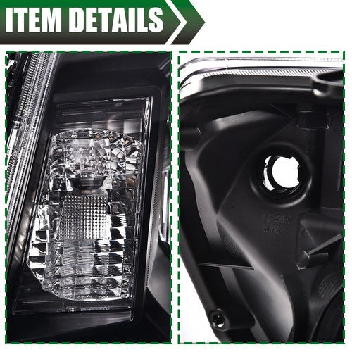 Black Headlights Fit For 05-11 Toyota Tacoma Signal Lamps Left+Right Pair