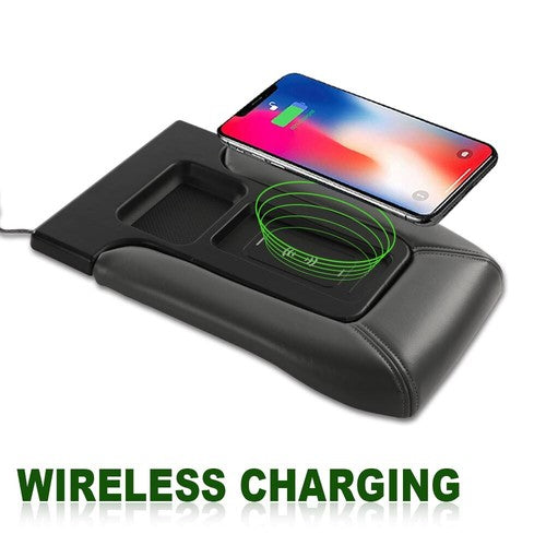 Fit For 2001-2007 Silverado Sierra Center Console Armrest Wireless Charging Gray