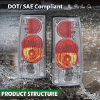 Fit For 1989-1995 Toyota Pickup Red/Chrome Tail Lights Brake Lamps Left+Right