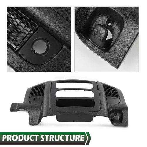 Fit For 02-05 Dodge Ram 1500 2500 Dash Radio Bezel Climate Trim Panel Vent Black