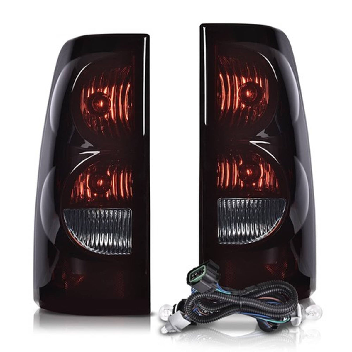 Fit For 03-2006 Chevrolet Silverado LED Tube Smoke Black Headlights+Tail Lights