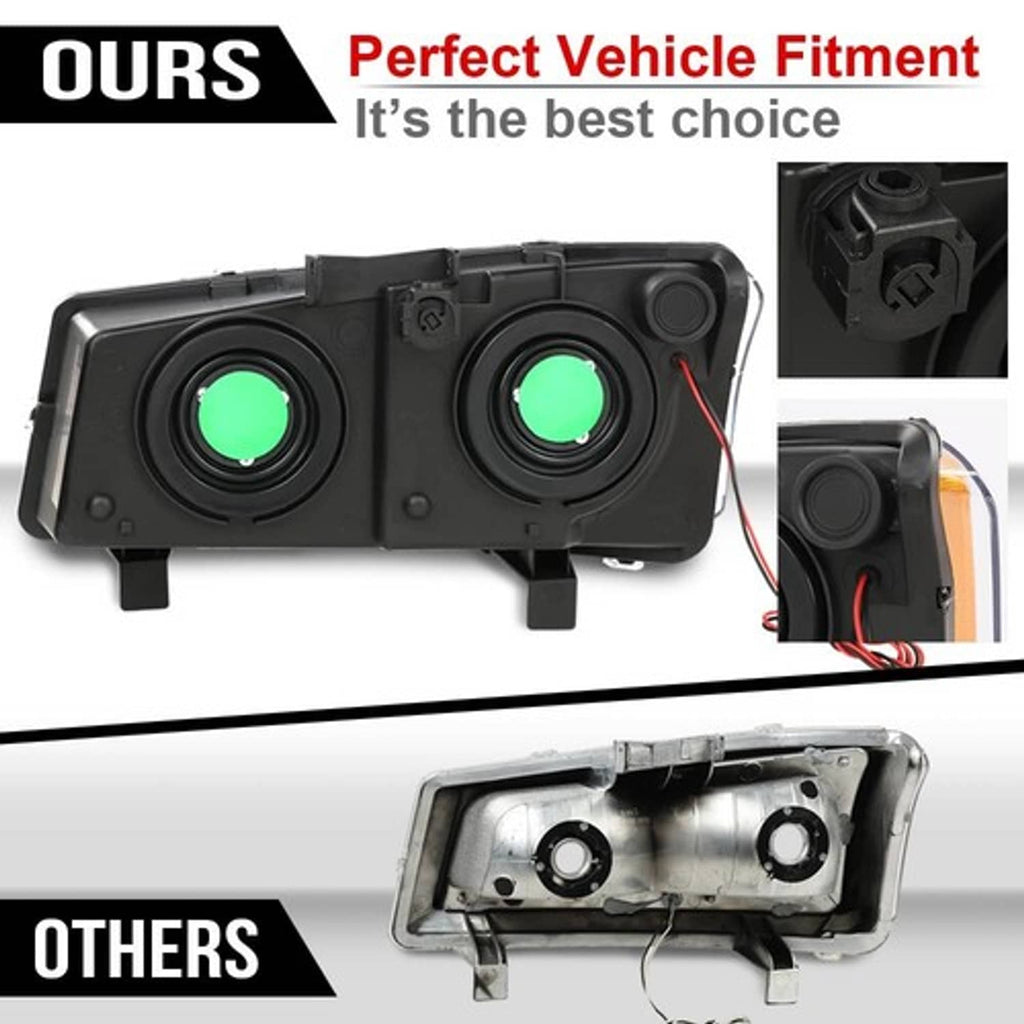 Fit For 03-2006 Chevrolet Silverado LED Tube Smoke Black Headlights+Tail Lights