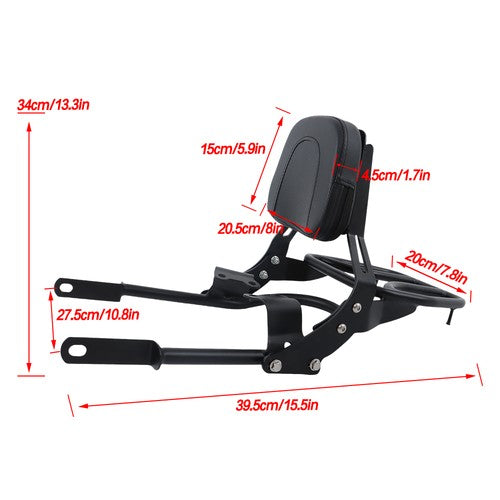 Backrest Sissy Bar w/ Luggage Rack For Bonneville T100 T120/Black 2016-24 US
