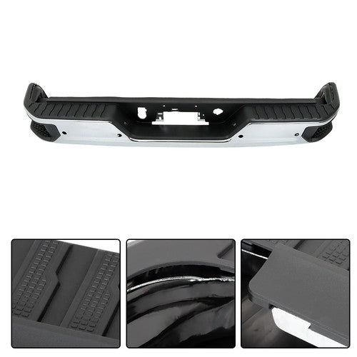 For Silverado/Sierra 1500 2019-2023 Steel Chrome Rear Bumper With Sensor Holes