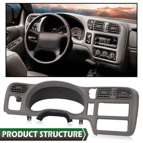 Gray Fit For 1998-2005 Chevy S10 Blazer GMC Jimmy Dash Radio Cluster Trim Bezel