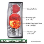 Fit For 1989-1995 Toyota Pickup Red/Chrome Tail Lights Brake Lamps Left+Right