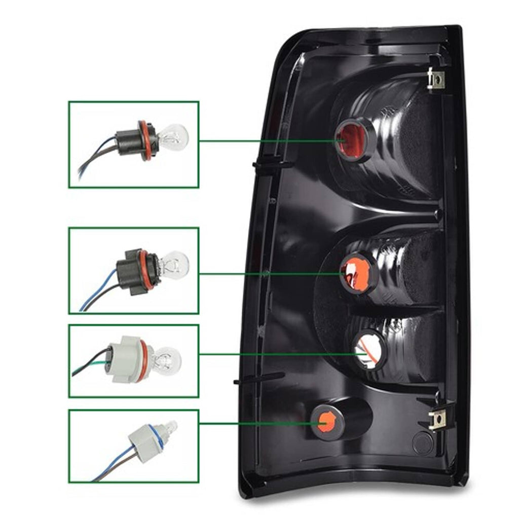 Fit For 03-2006 Chevrolet Silverado LED Tube Smoke Black Headlights+Tail Lights