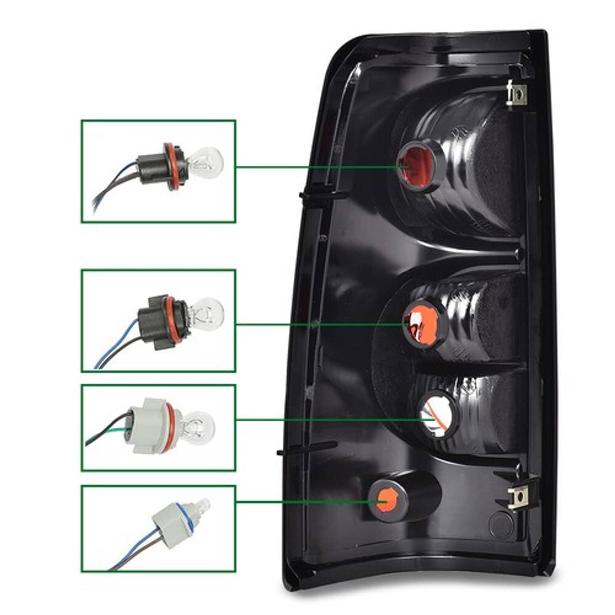 Fit For 03-2006 Chevrolet Silverado LED Tube Smoke Black Headlights+Tail Lights