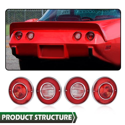 4pcs Tail Lights & Backup Lights Fit For 1975-1979 Chevrolet Corvette C3 5.7L V8