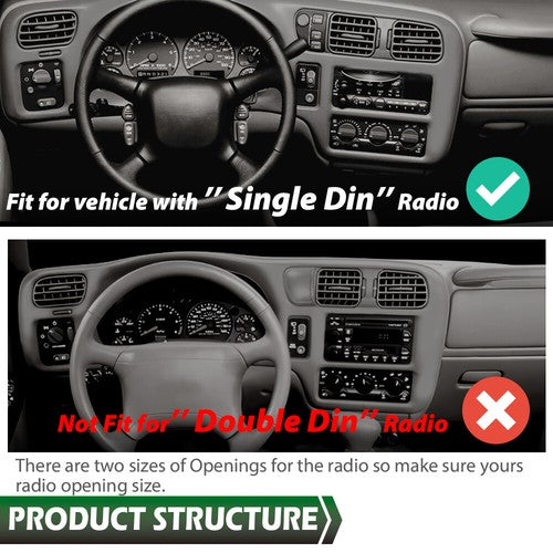 Gray Fit For 1998-2005 Chevy S10 Blazer GMC Jimmy Dash Radio Cluster Trim Bezel