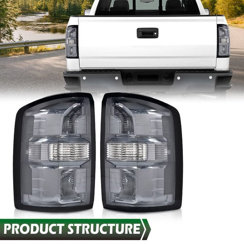 Fit For 16-2018 GMC Sierra 1500/16-19 2500 3500 HD Tail Lights Brake Lamps Smoke