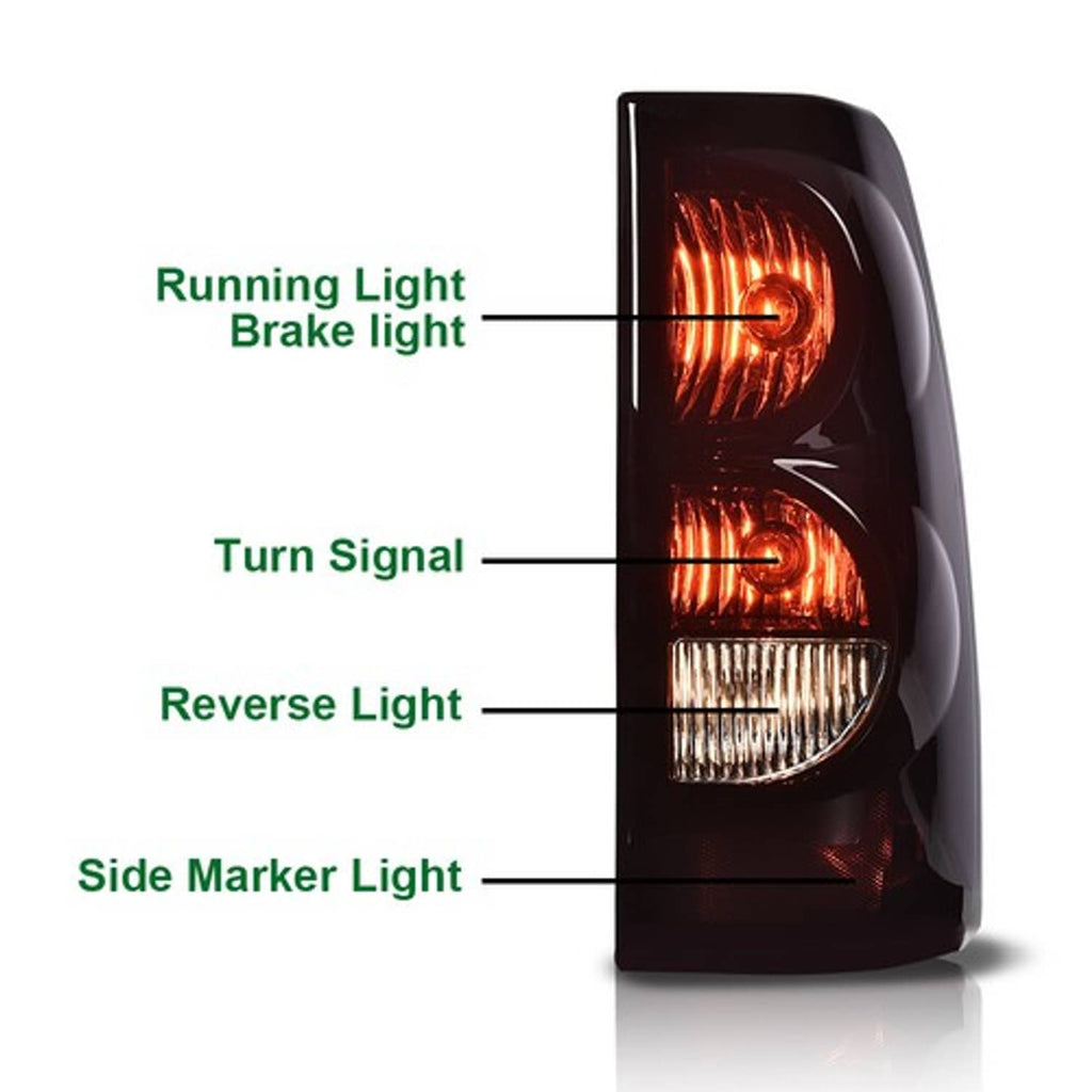 Fit For 03-2006 Chevrolet Silverado LED Tube Smoke Black Headlights+Tail Lights