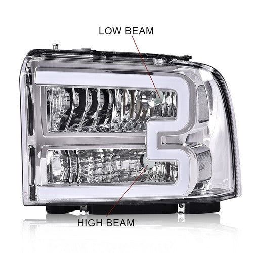 Clear Corner Headlights w/ LED DRL Fit For 2005-2007 Ford F250 F350 Super Duty