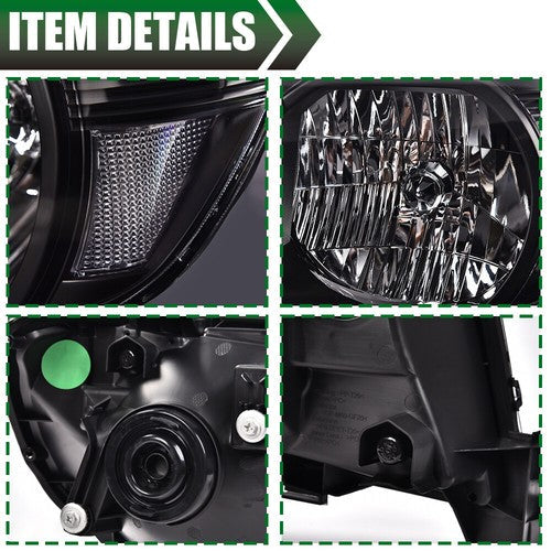 Black Headlights Fit For 05-11 Toyota Tacoma Signal Lamps Left+Right Pair