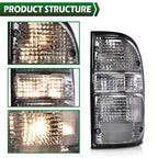 Fit For 01-04 Toyota Tacoma Smoke Tail Lights Brake Lamps Assembly w/ Bulbs