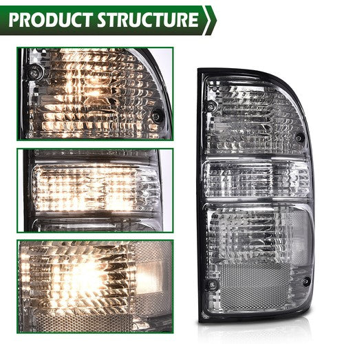 Fit For 01-04 Toyota Tacoma Smoke Tail Lights Brake Lamps Assembly w/ Bulbs