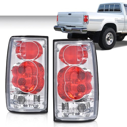 Fit For 1989-1995 Toyota Pickup Red/Chrome Tail Lights Brake Lamps Left+Right