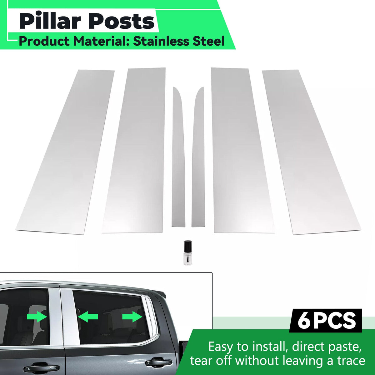 Stainless Steel For 2019-2025 Chevy / GMC Silverado / Sierra Pillar Post Trim