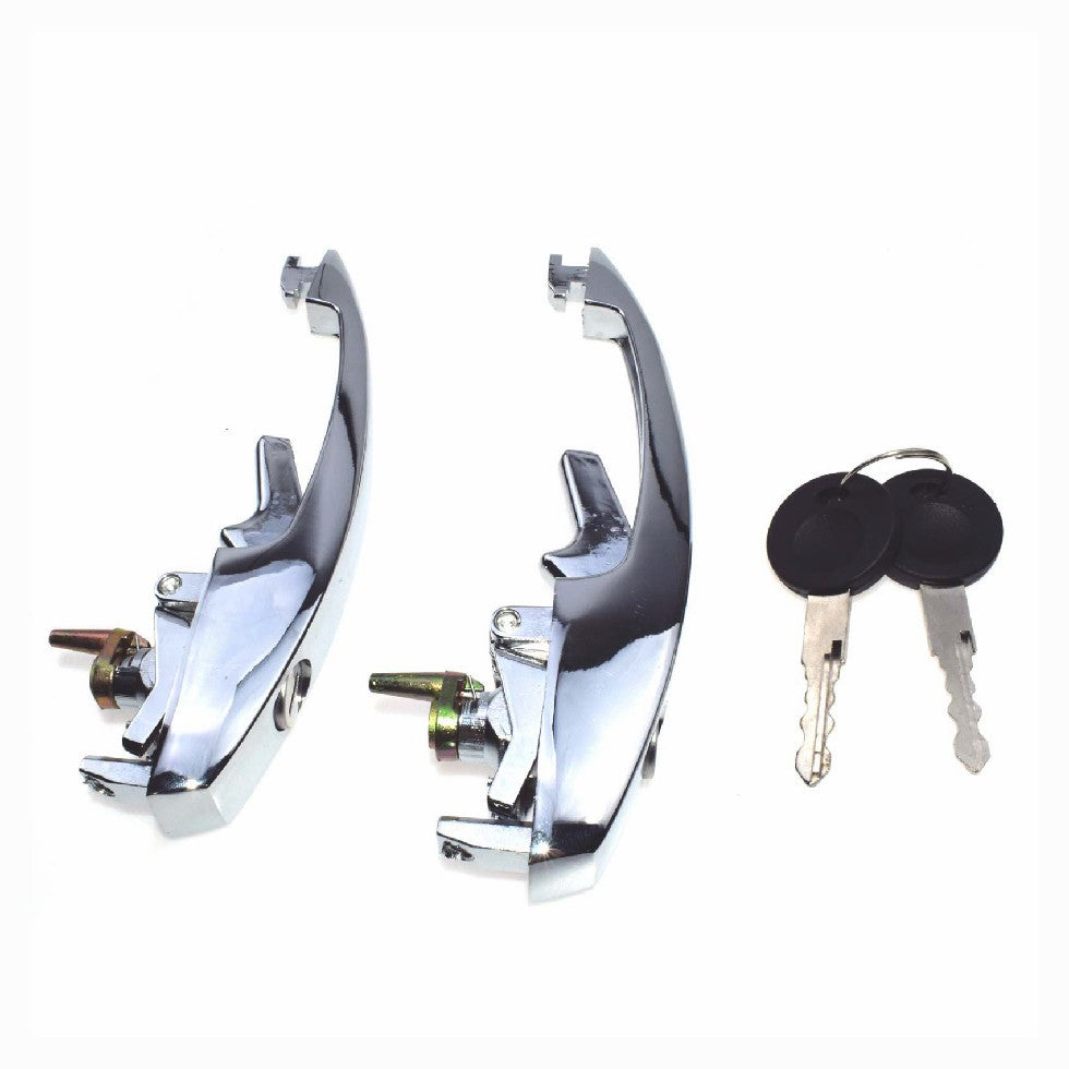 PAIR) OUTER DOOR HANDLES WITH MATCHED KEYS FITS VW TYPE1 BUG 113898205M 1968-79