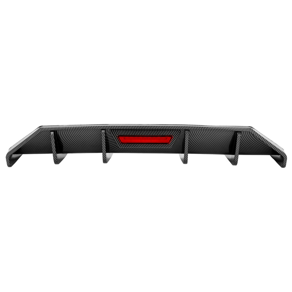 Fits Hyundai Elantra  21-2023 Rear Bumper Diffuser Lip Carbon Style W/ Led Light