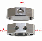 FOR LS TWIN TURBO DUAL 90 degree 1/8" NPT OIL FEED LINE ADAPTER PLATE LS1