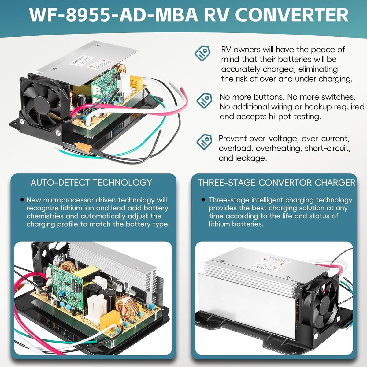 for WFCO WF-8955-MBA Converter Power Converter Assembly 55Amp 105-130VAC 950W