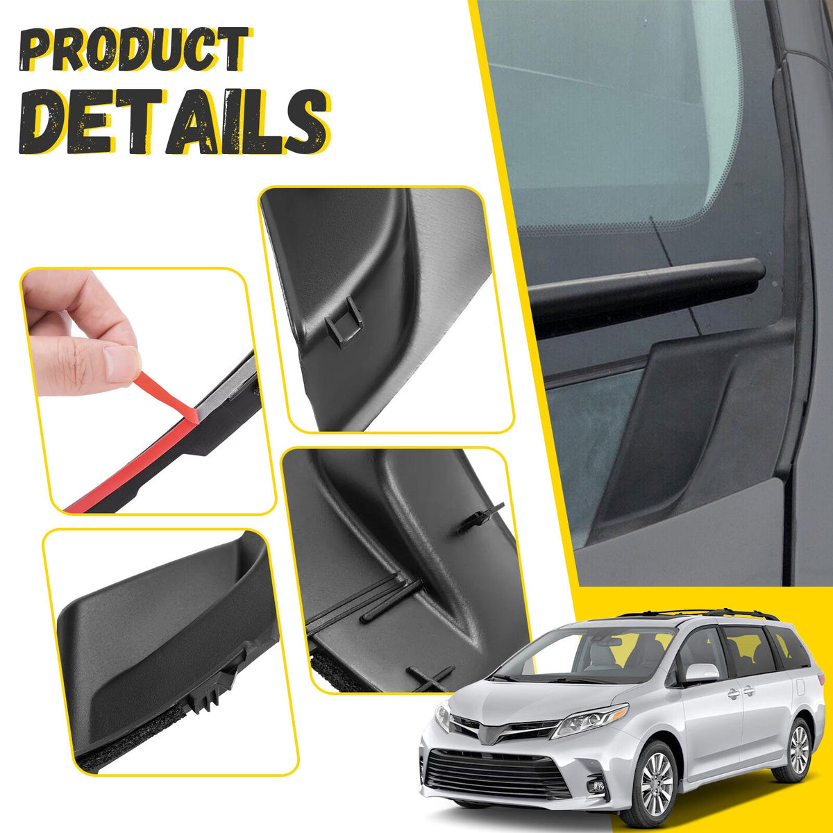 2pcs Windshield Wiper Cowl Extension Cover Trim Panel Fits Toyota Sienna 2011-20