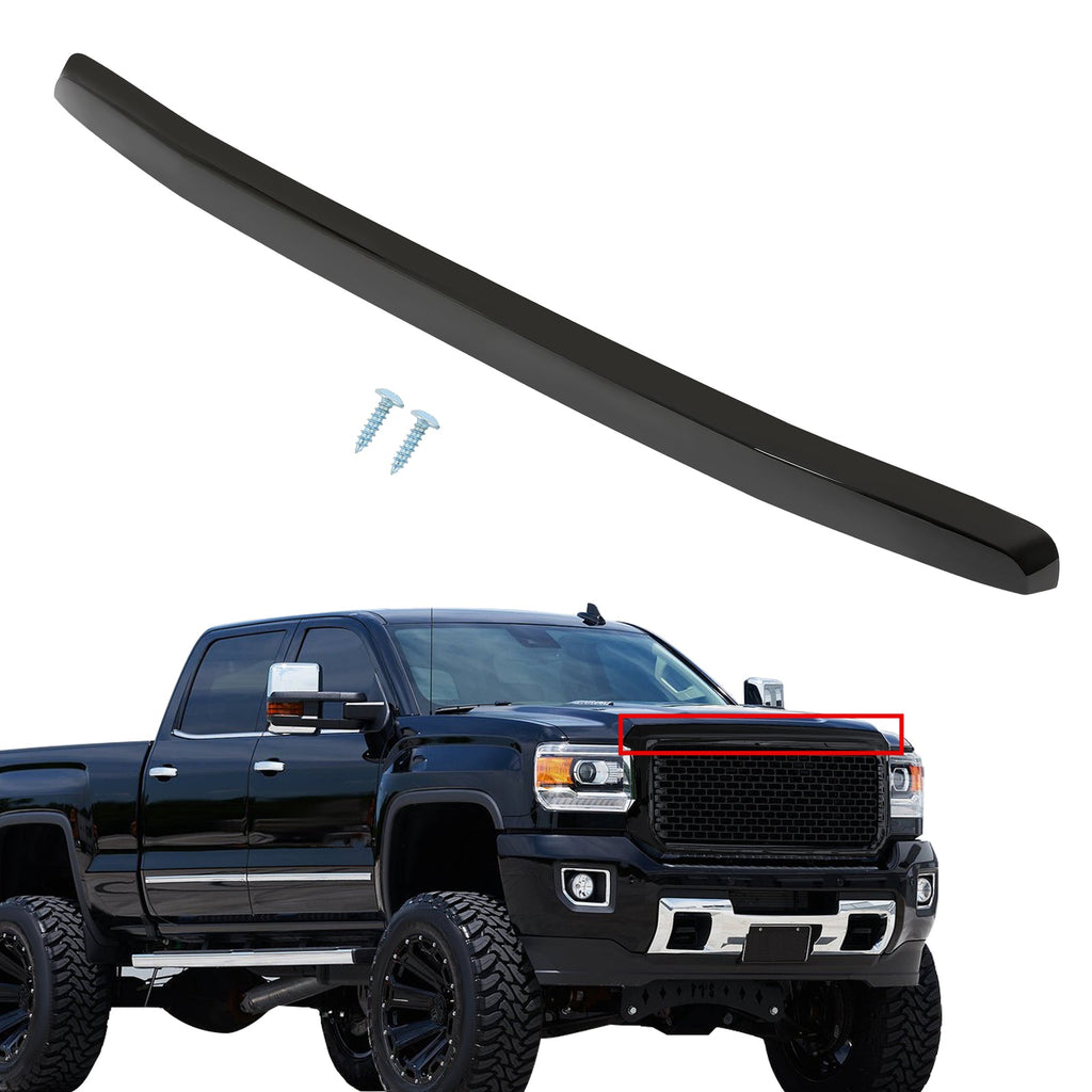 Fits GMC Sierra 2500HD 3500HD 2011-2014 Front Upper Hood Molding Gloss Black
