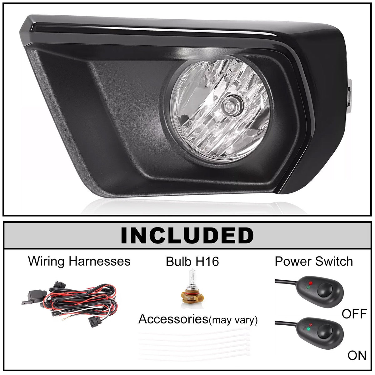 Clear Fog Light For Chevy Colorado 2021-2022 w/Bezel Relay Switch Wire Bulb Pair