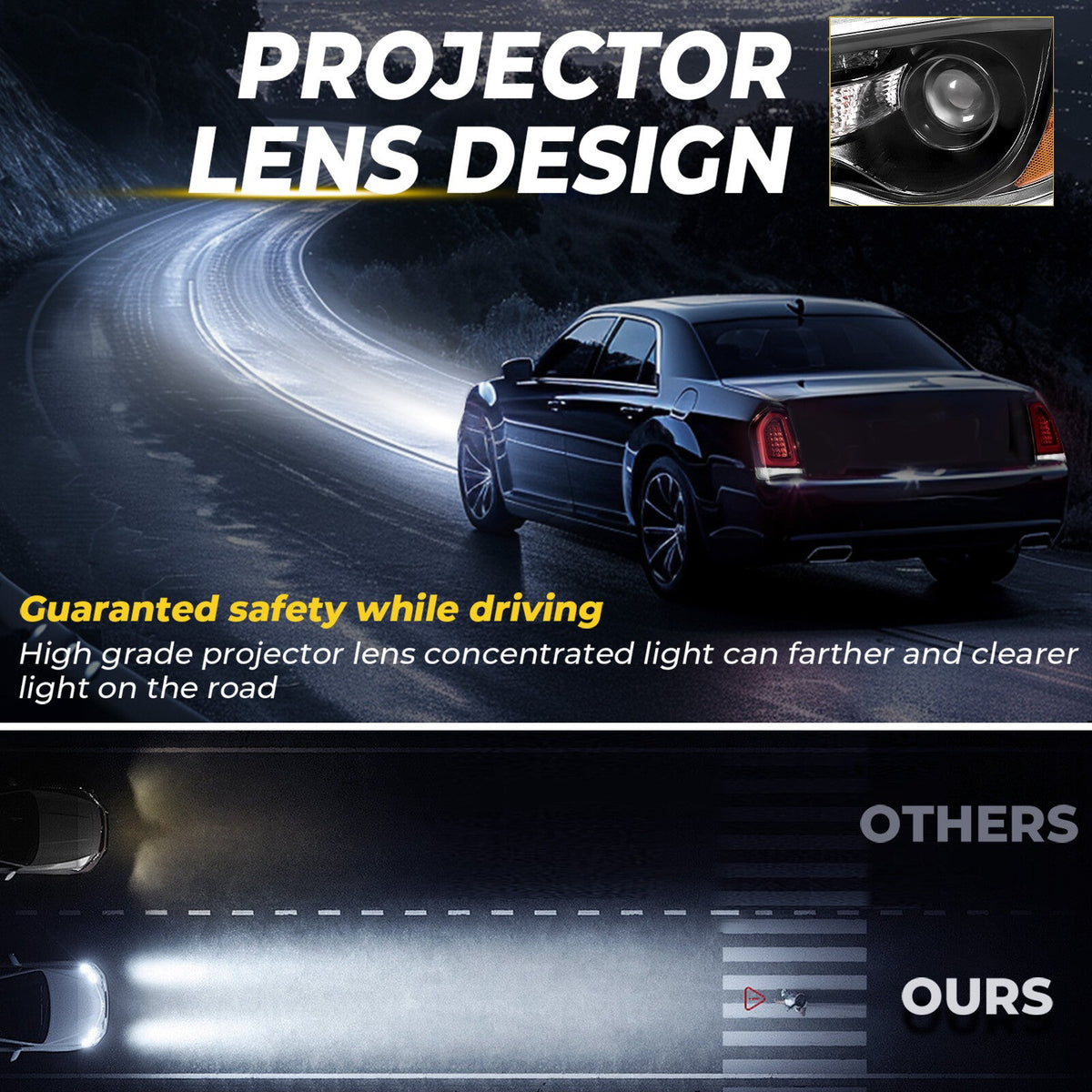 Passenger Projector Headlight Clear Lens For Chrysler 300 2011-2023 #68085416AF