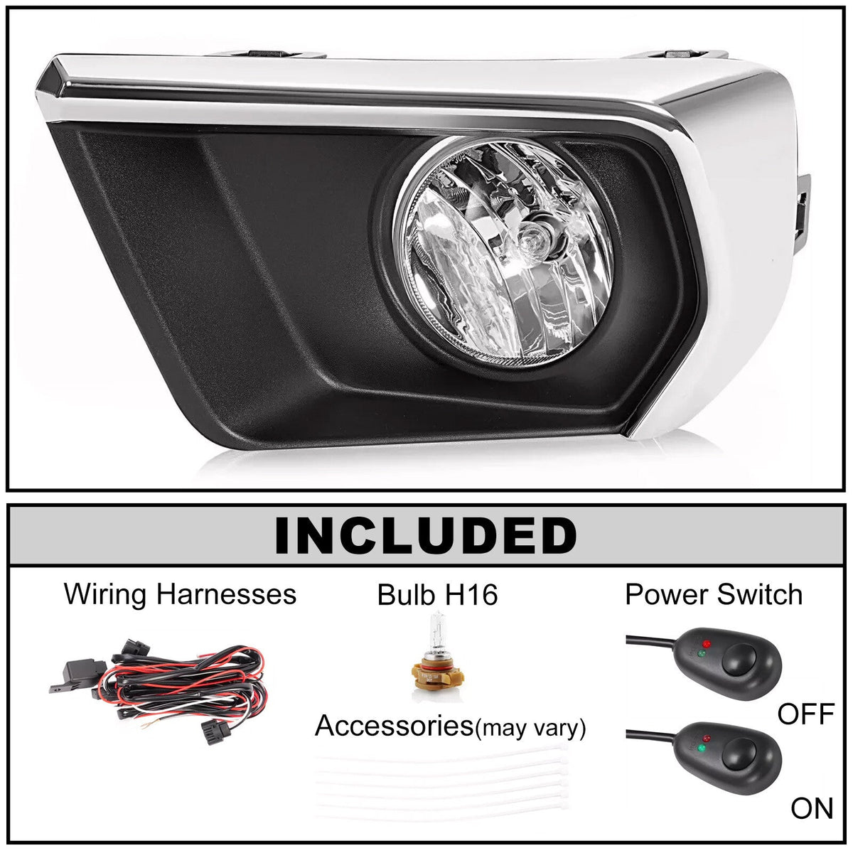 For Chevrolet Colorado 2021-2022 Clear Fog Lights w/ Chrome Bezel Wires Switch