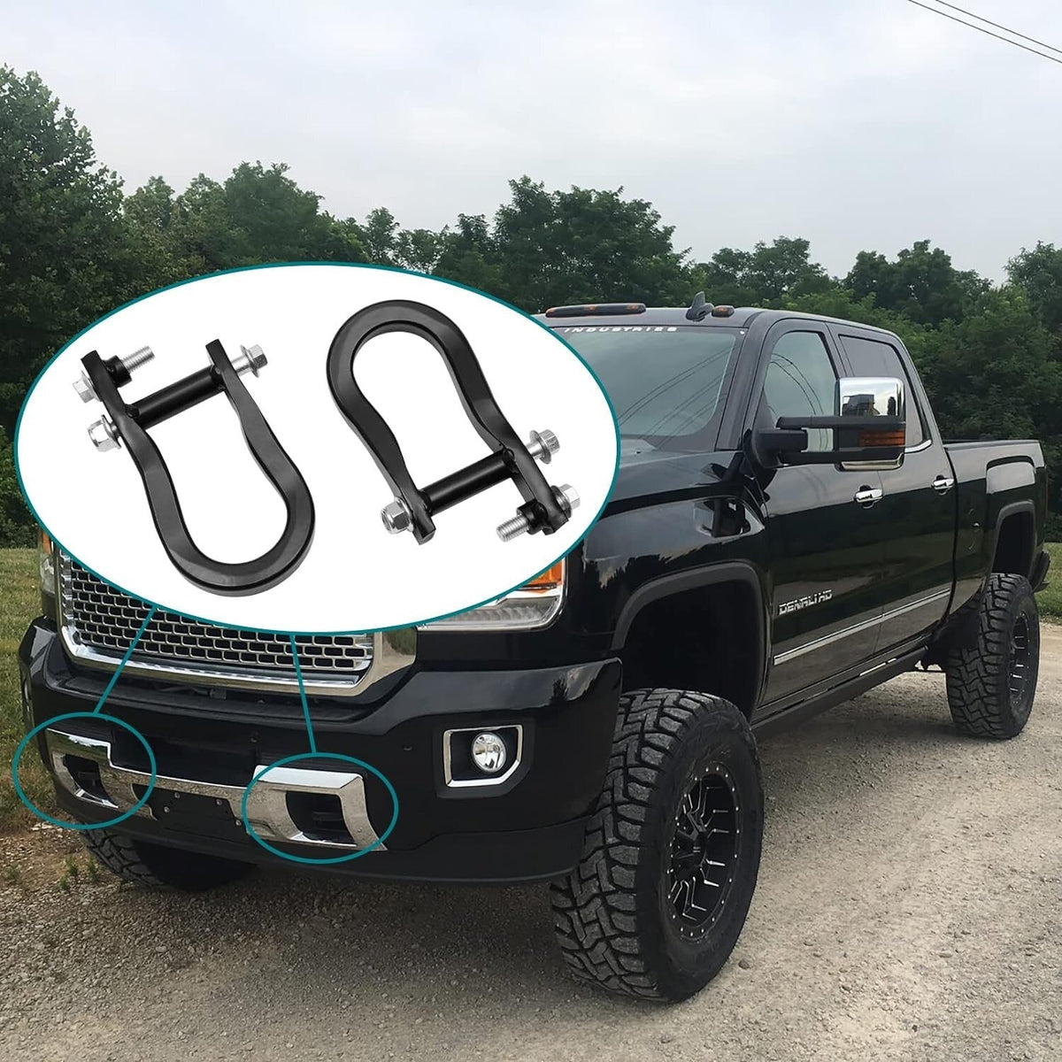 Pair Black Tow Hooks 84072463 For Chevrolet GMC Silverado Sierra 1500 2007-2019