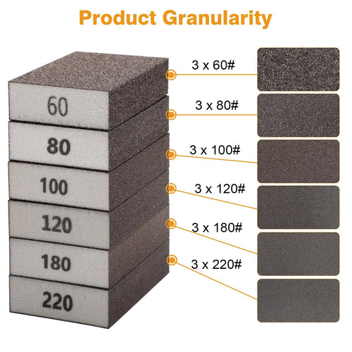 18pcs Drywall Sanding Sponge Set Wet Dry Foam Sand Paper Blocks Pads 60-220 Grit