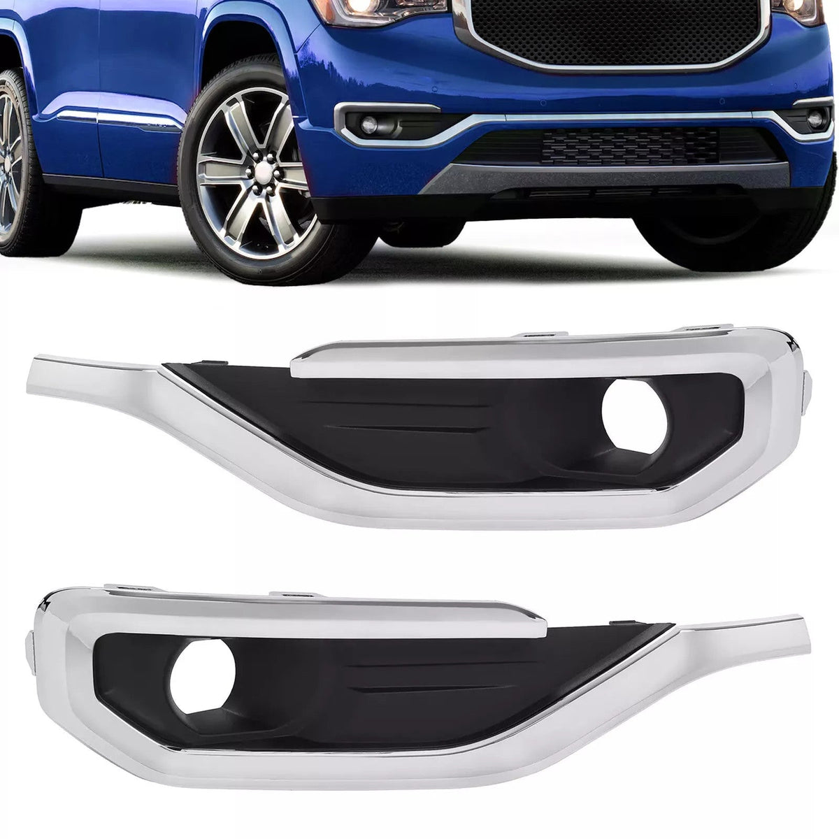 For GMC Acadia 2017 18 2019 Fog Light Trim Bezel Chrome Passenger & Driver Side