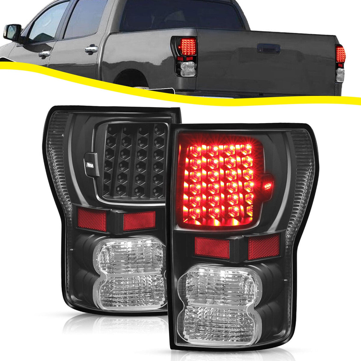 For Toyota Tundra 2007-2013 Full LED Tail Lights Lamps Left+Right Pair Set Black