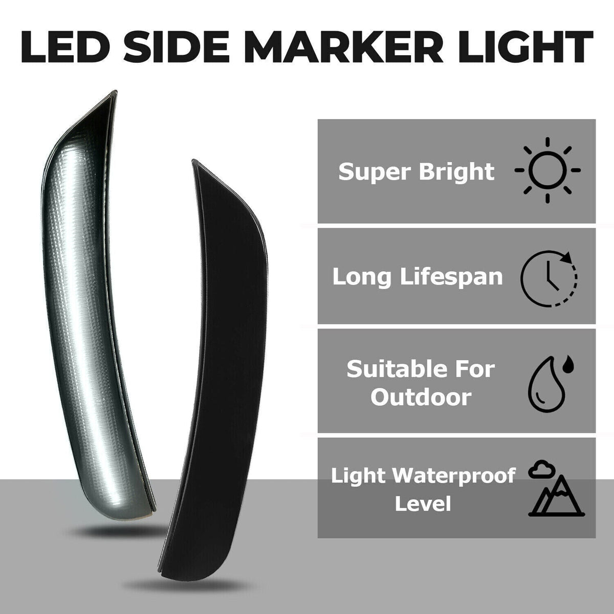 Front & Rear LED Side Marker Lights Smoked For Dodge Charger 2015-2022 23 GT SRT