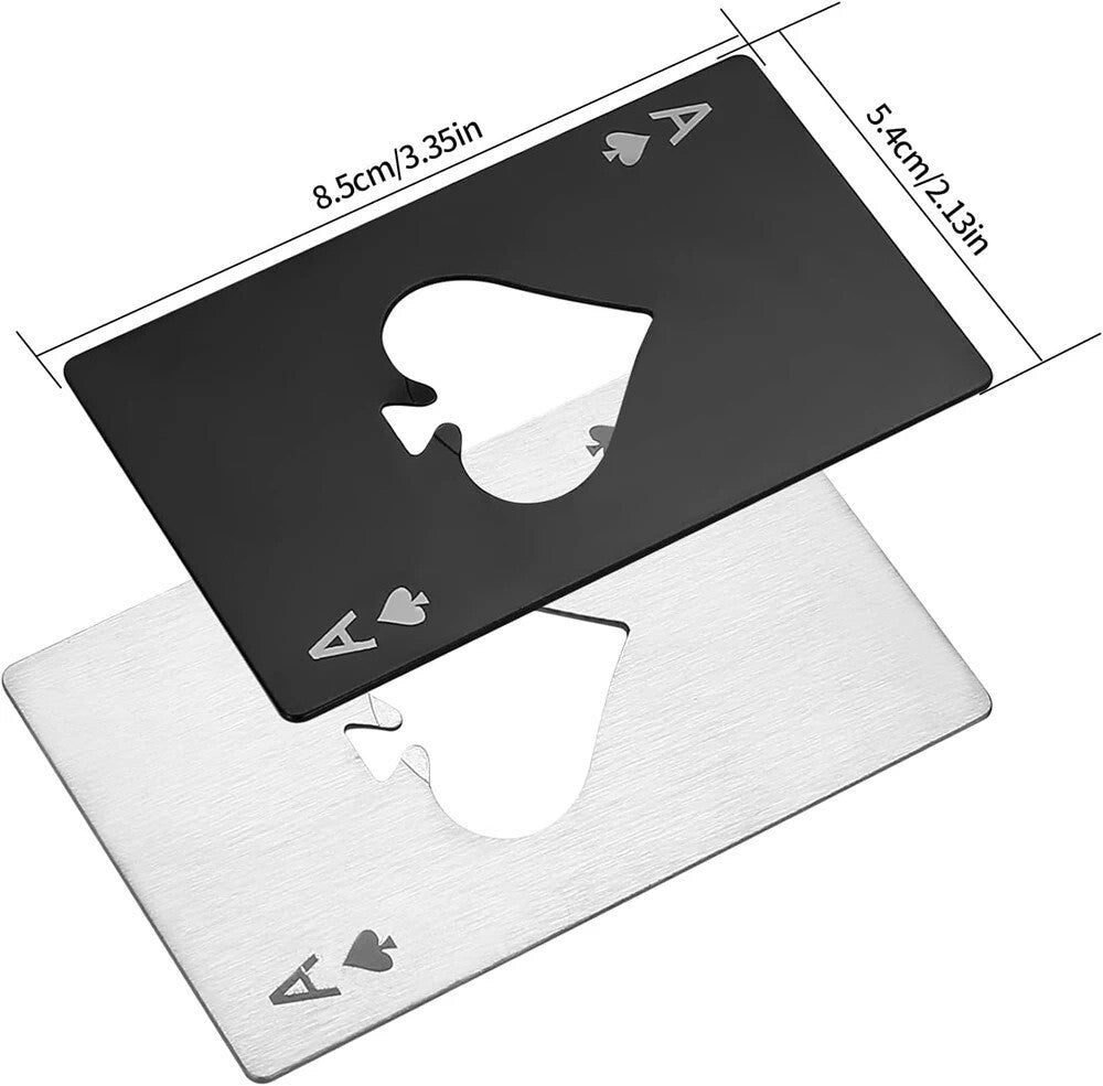 10Pcs Stainless Steel Credit Card Size Casino Bottle Beer Opener Black+Silver