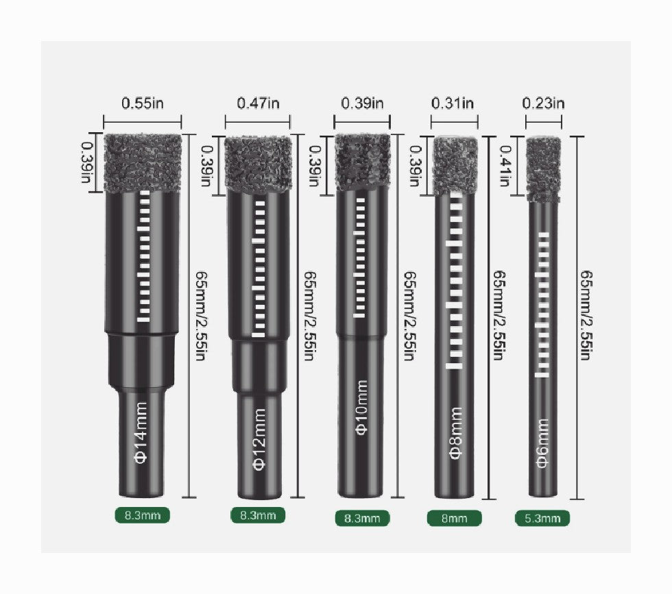 Black New Dry Diamond Drill Bits Durable For Porcelain Granite Tile Ceramic