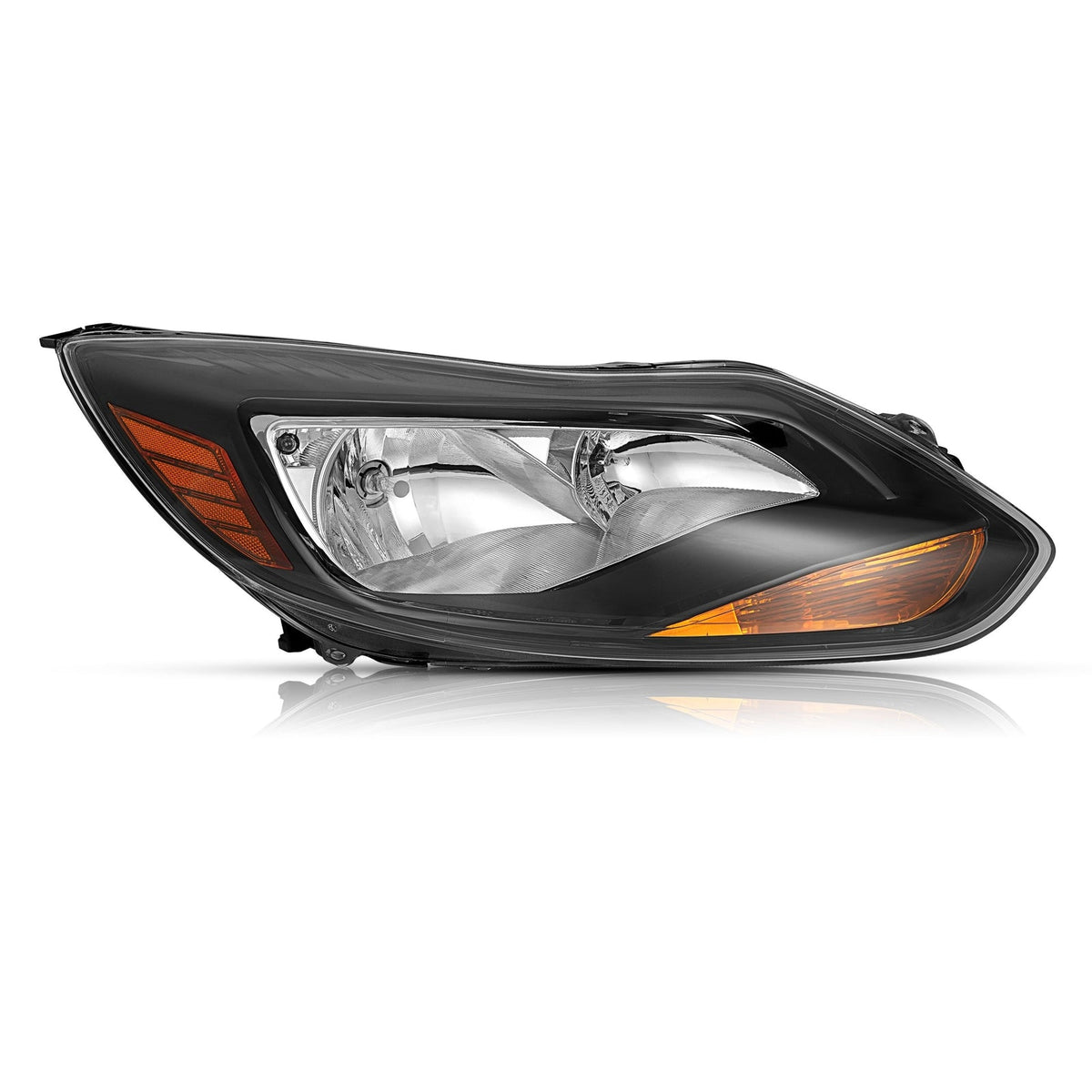 Black Right Passenger Side Headlight Clear Lens Halogen For Ford Focus 2012-2014