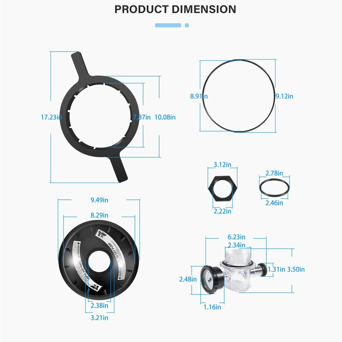 154856 8.5" Buttress Thread Closure Tank Lid Kit for Pentair Triton TR100 TR140