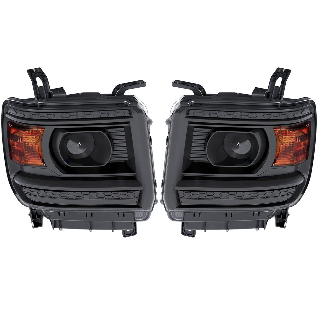 Projector Headlights For 2014-2015 GMC Sierra 1500 2500HD 3500HD Left+Right Pair