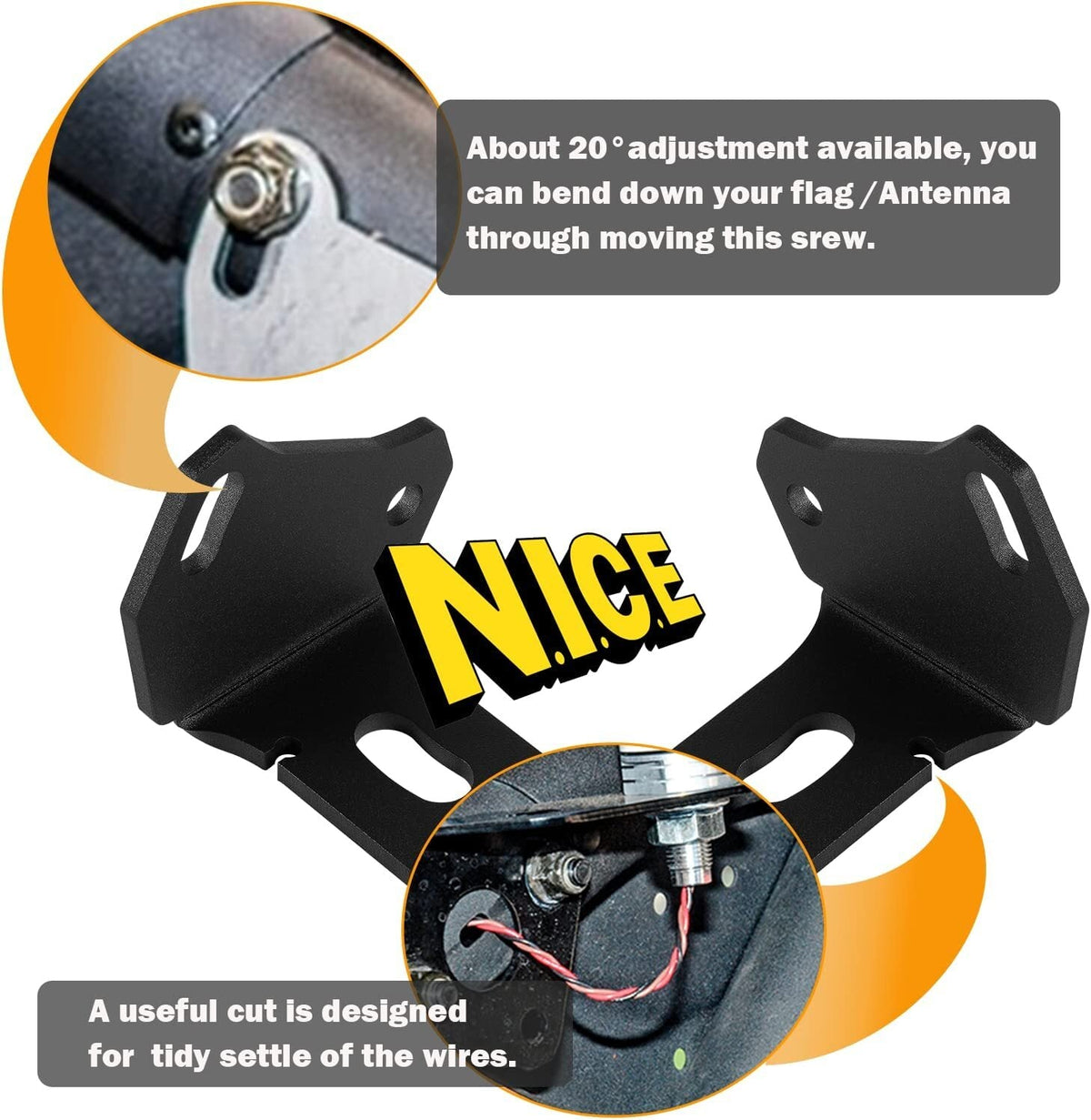 2pcs Rear LED Flag Whip Light Antenna Mount Brackets For UTV Can Am Maverick X3