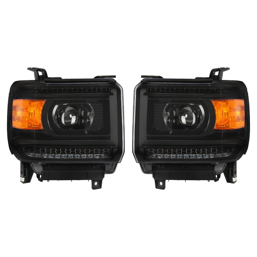 DRL LED Headlights Projector For 2014-2018 GMC Sierra 1500 2015-2019 2500 3500HD