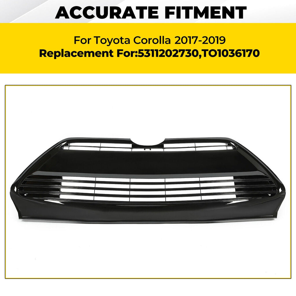 For 2017 2018 2019 Toyota Corolla L LE XLE Front Bumper Lower Grille Black Grill