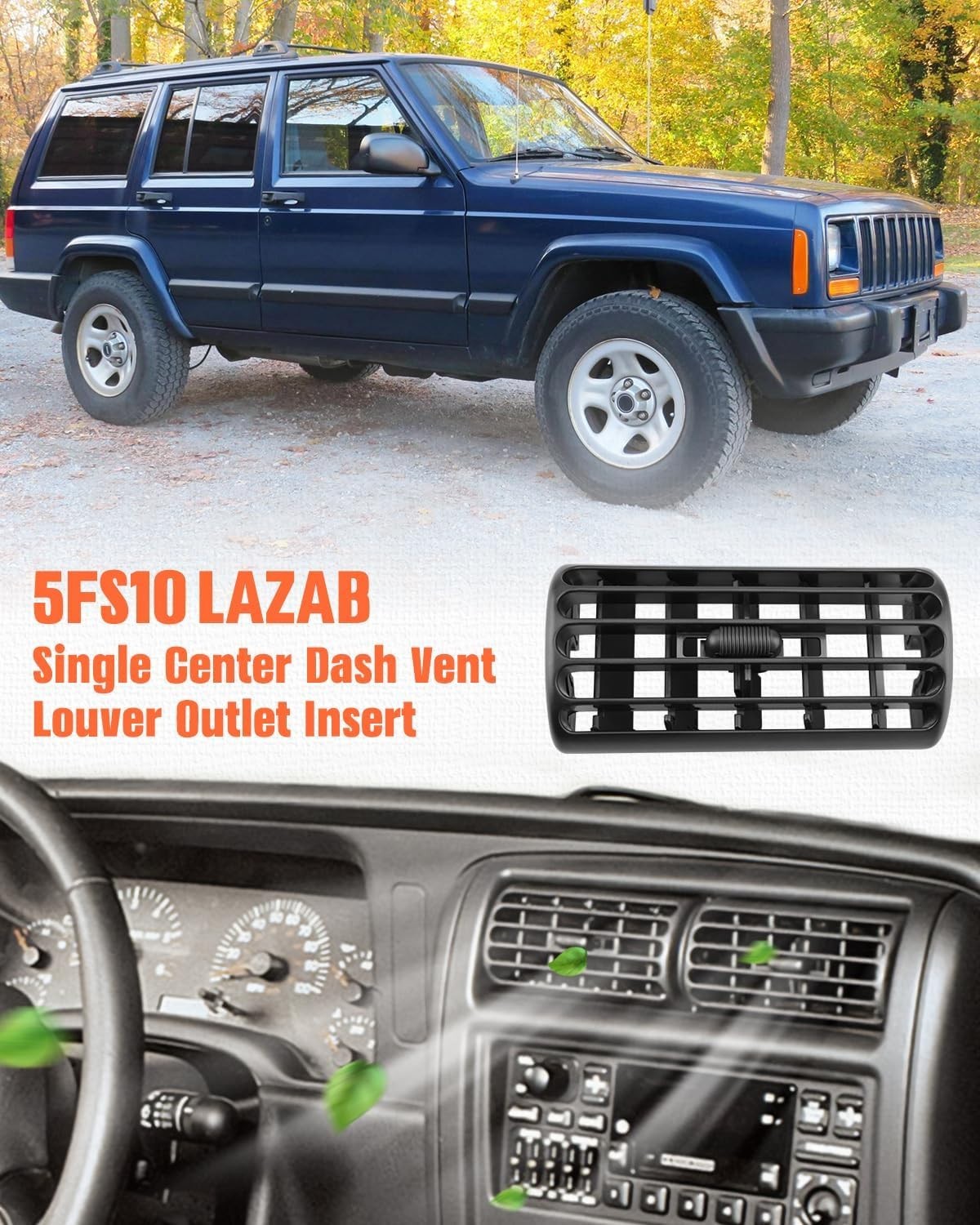 1x Center Dash Air Vent Louver Outlet For Jeep Cherokee XJ 1997-2001 Wrangler TJ